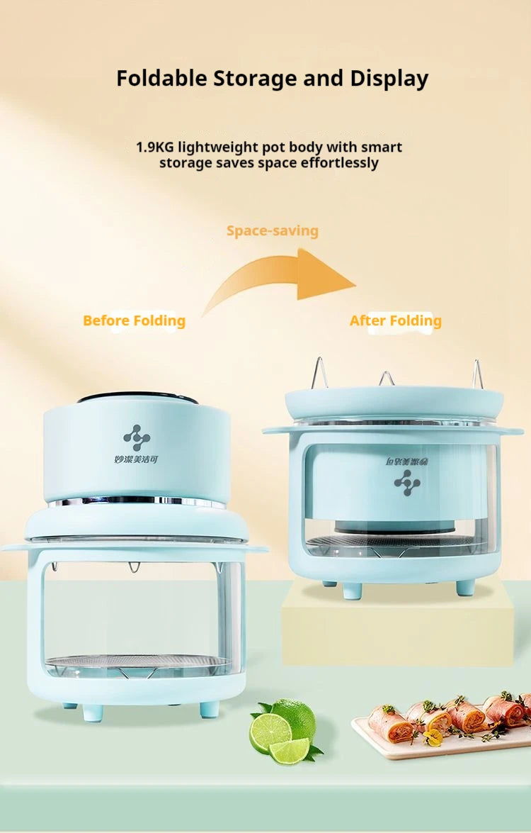 Large capacity electric oven with air fryer, beige French fry maker, gift visible fryer