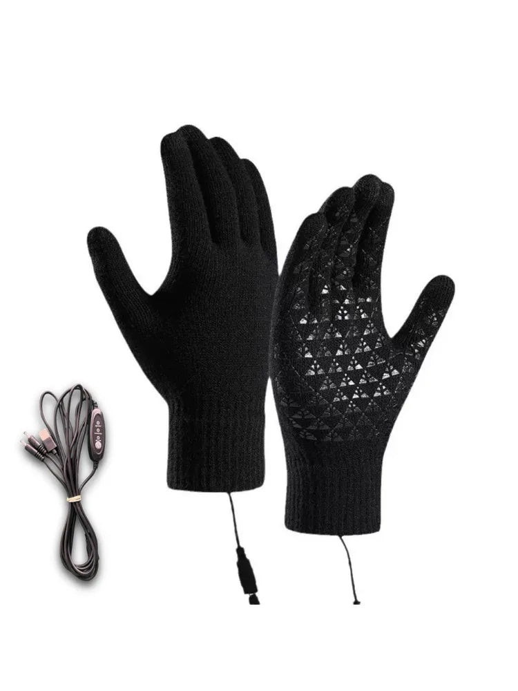 Winter Electric Heated Gloves Touch Screen Motorcycle/Bike Warm Gloves Outdoor Riding Skiing Mitten USB Heated Gloves No Battery