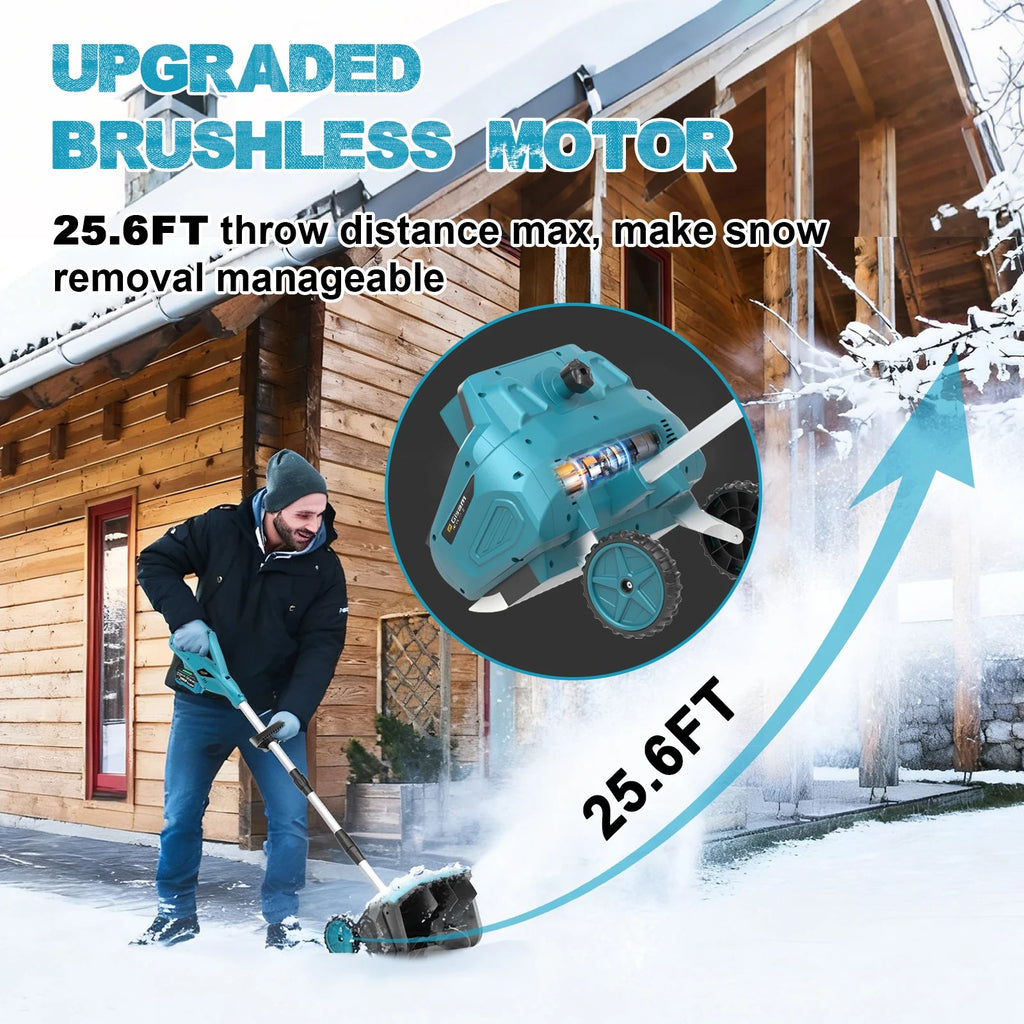 13inch Brushless Electric Snow Plow Sweeper-Cordless 18V Battery Pin