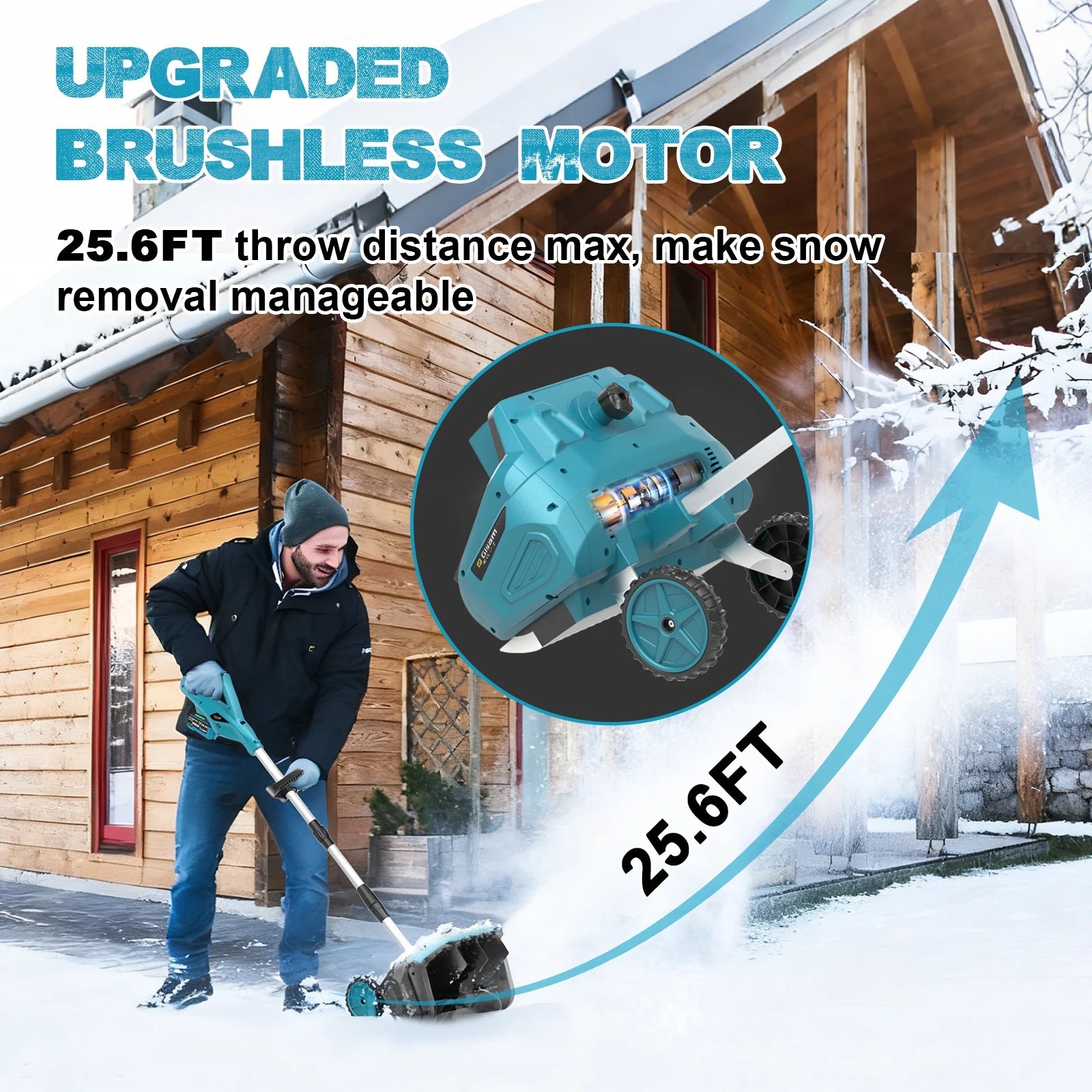 13inch Brushless Electric Snow Plow Sweeper-Cordless 18V Battery Pin