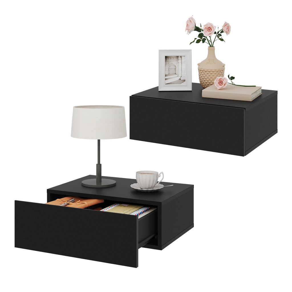 WOLTU 2PCS/Set Modern Bedroom Nightstand Hanging Bedside Table Wall Mounted Bedside Cabinet with Drawer for Living Room