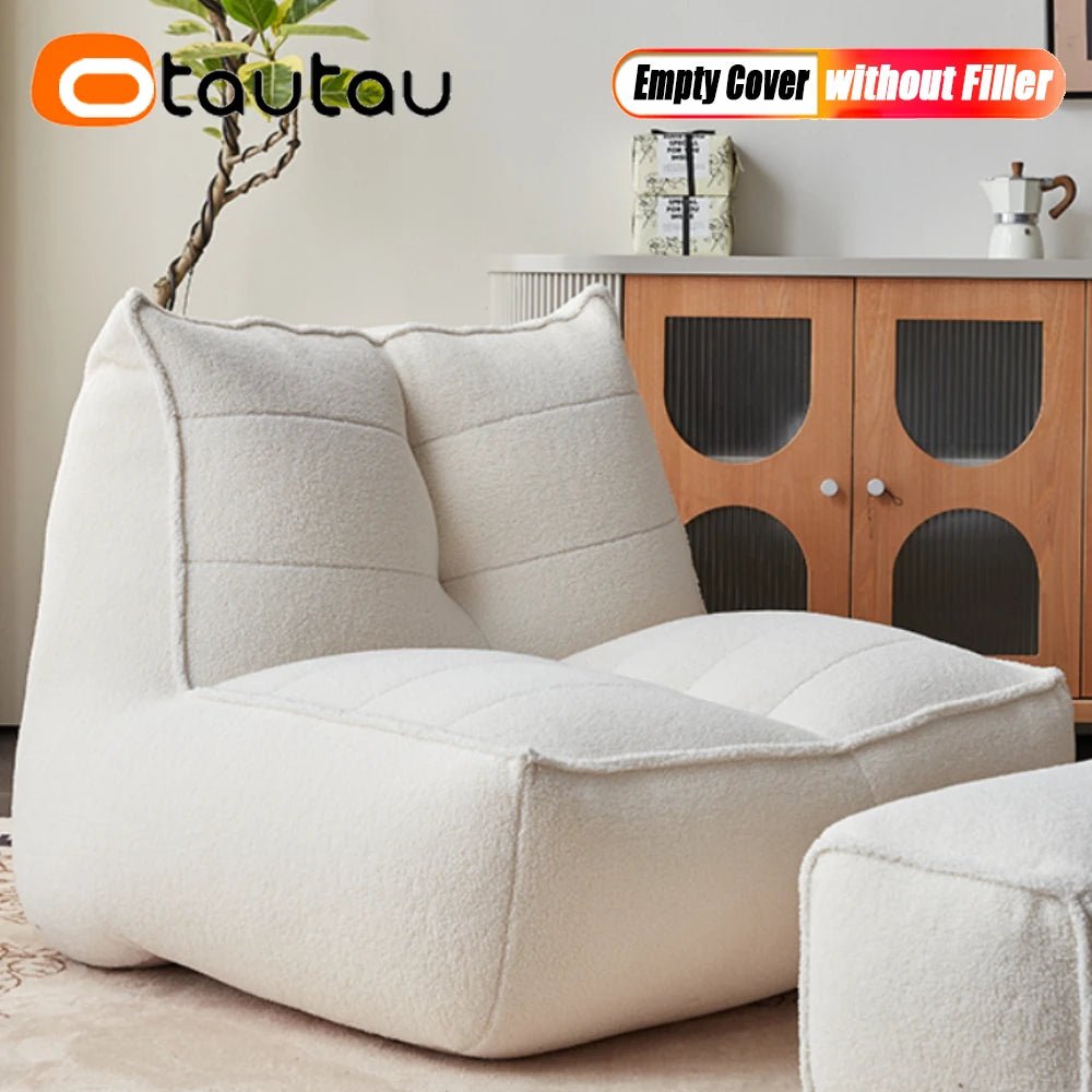 OTAUTAU Bean Bag Lounger Cover Without Filler Floor Seat Beanbag Sofa Bed Ottoman Pouf Footrest Stool SF196