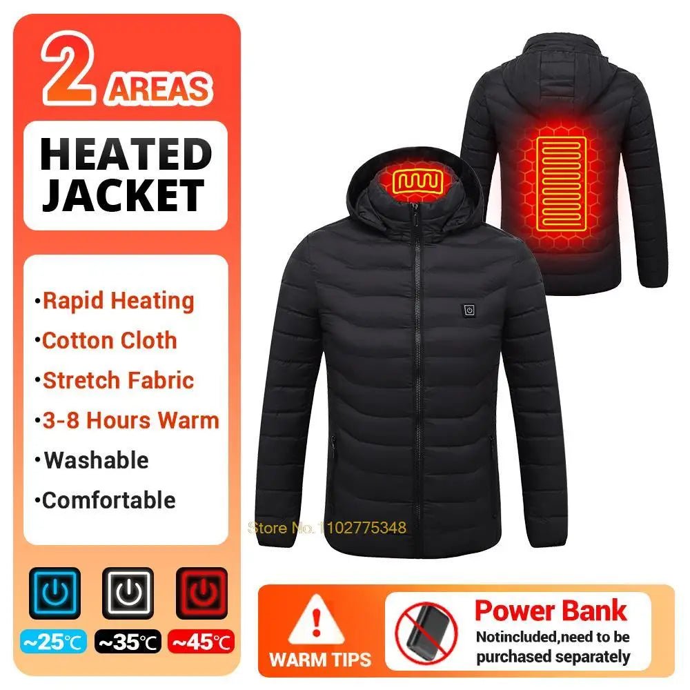 USB Electric Self Heating Jacket Winter Coat Warm Clothing 2-21 Areas