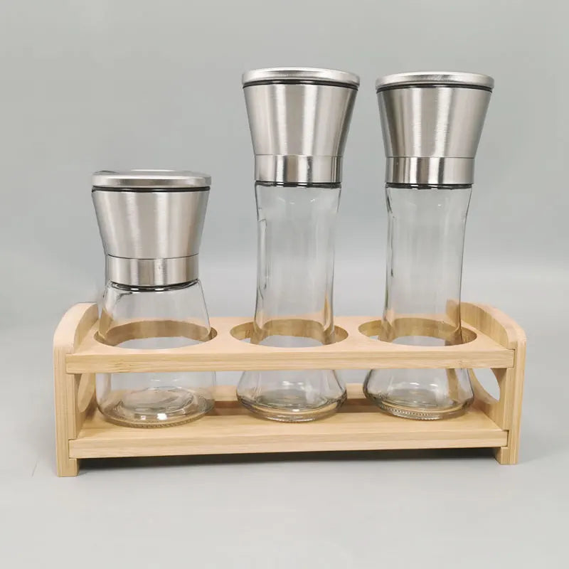 Stainless Steel Mill Glass Body Spice Salt and Pepper Grinder - Motionshop
