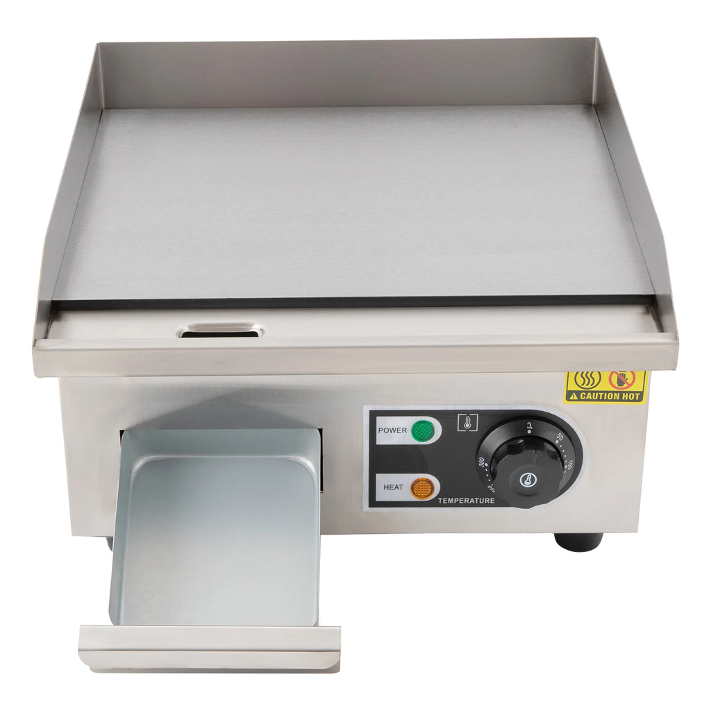 2000W Modern Stainless Steel Electric Griddle, 5.5*38*21cm Silver Electric Griddle for Processing Pancakes, Bacon, Baked Cheese