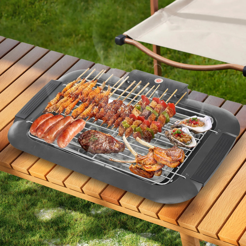 Electric Table Grill 2000W 6 Temperature Gears Grill Plate Electric Barbecue Grill Durable for Family Gathering Indoor Camping