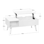 WOLTU Height-Adjustable Coffee Table Living Room Table with Hidden Storage Lifting Board Folding Table for Side Sofa Decor Home