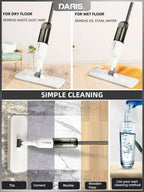 Spray Mop With Reusable Microfibers Pads 360° Rotation Floor Cleaning Mop 500ML Big Capacity Square Triangle Bottle