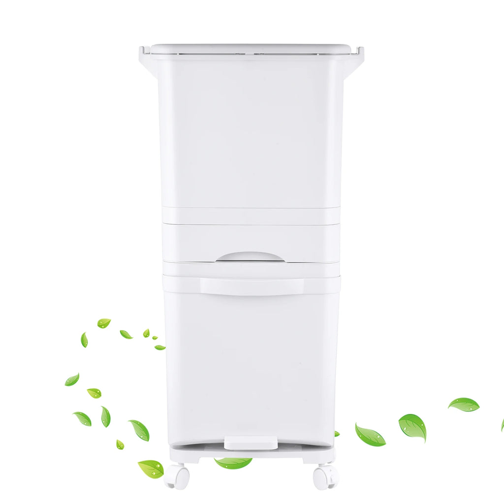 Step Trash Can Kitchen, Large Capacity, Dry and Wet Separation Pedal Bin on Wheels | for Home Kitchen Household Restaurant