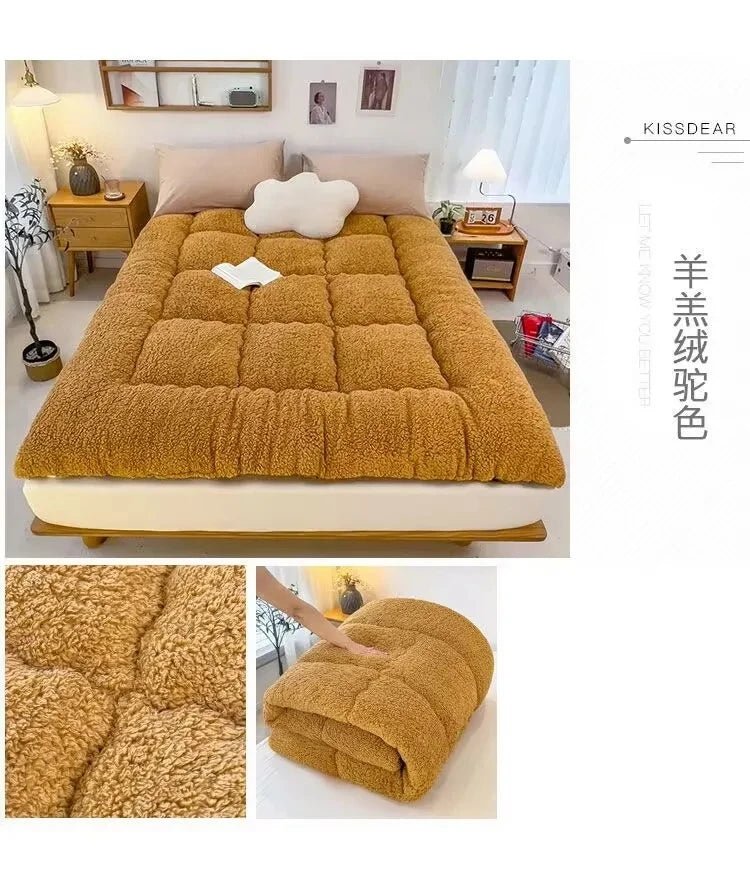 Mattress Topper Warm Lamb Fleece Mattress Upholstered Bed Winter Student Dormitory Sleeping Pad Single Double Floor Mat