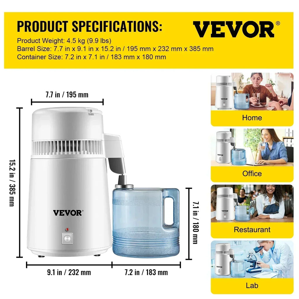220V Water Distiller Gal Pure Purifier Filter Dispenser Heating Drinking Bottle Softener Home Applianc 304 St