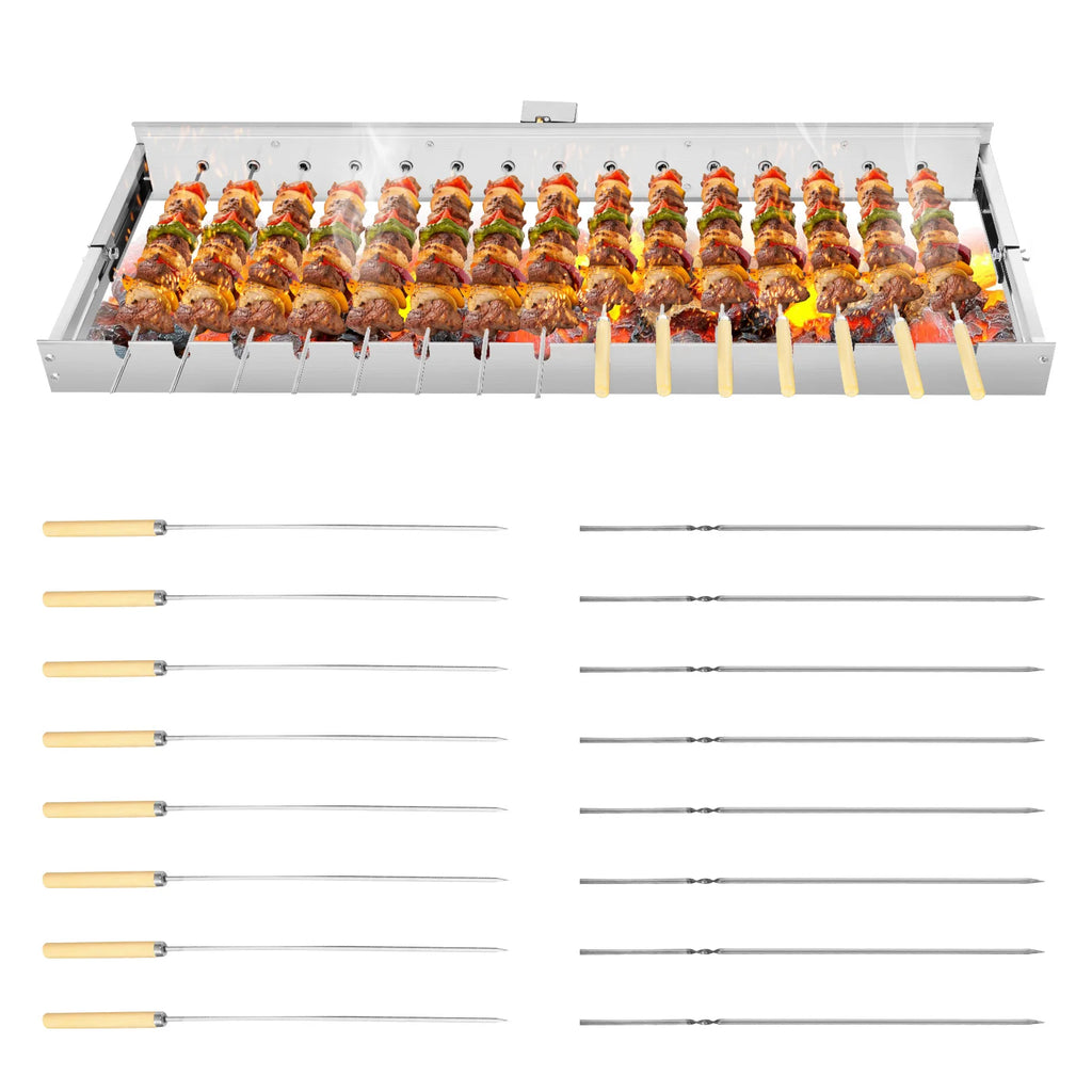 Electric Grill Automatic Rotating Barbecue Grill With Skewers Adjustable Width Stainless Steel BBQ Turner Stove Barbecue Grill