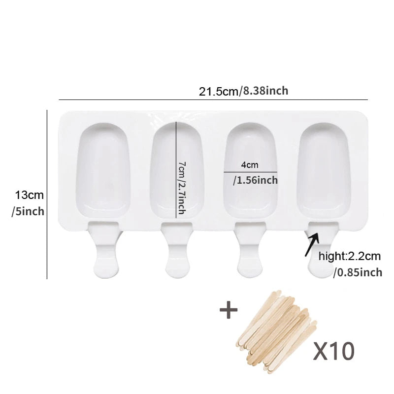 4/ 6 Cell Silicone Ice Cream Popsicle Mold With Handle - Motionshop