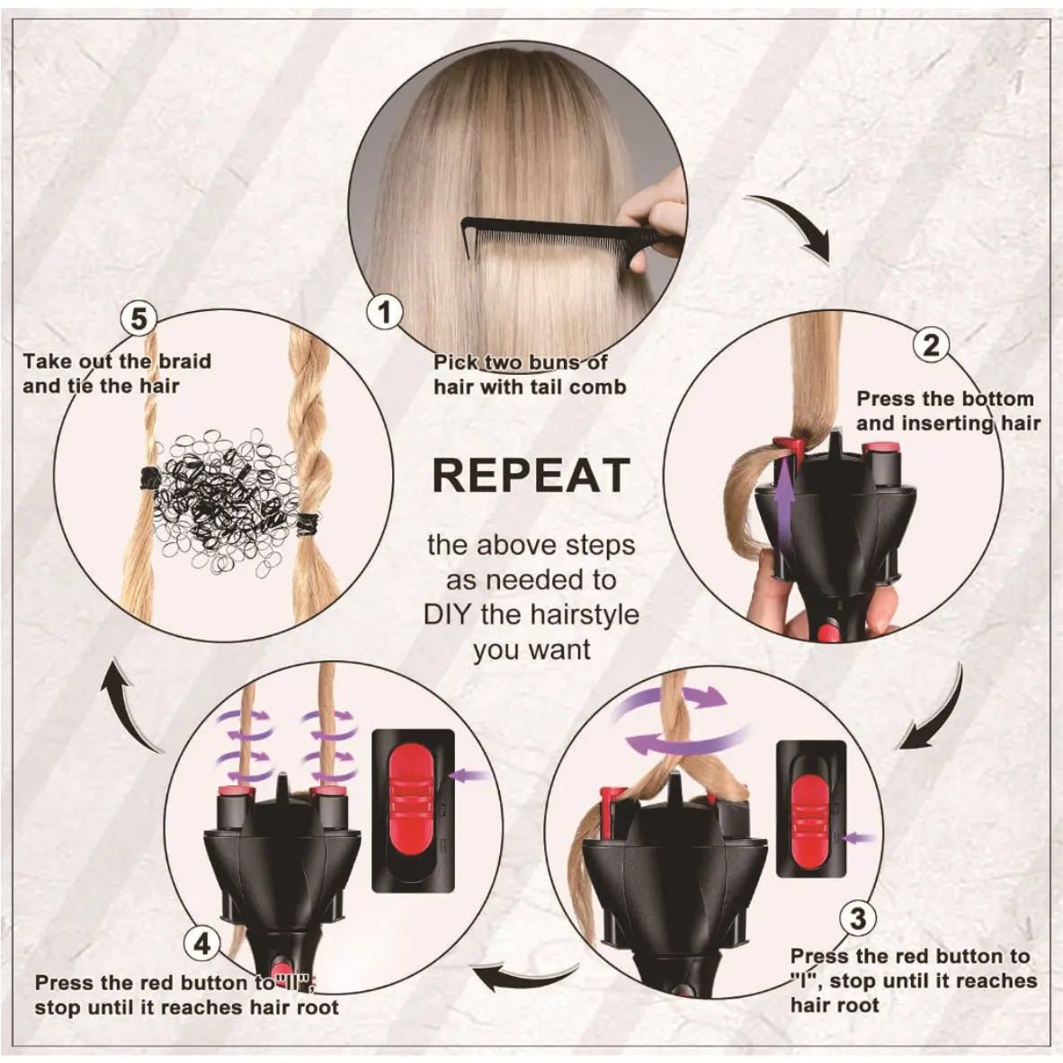 360 Degree Rotating Automatic Hair Braider Machine Two Strand Twist Braid Maker Electric Hair Styling Tool for Women Girls