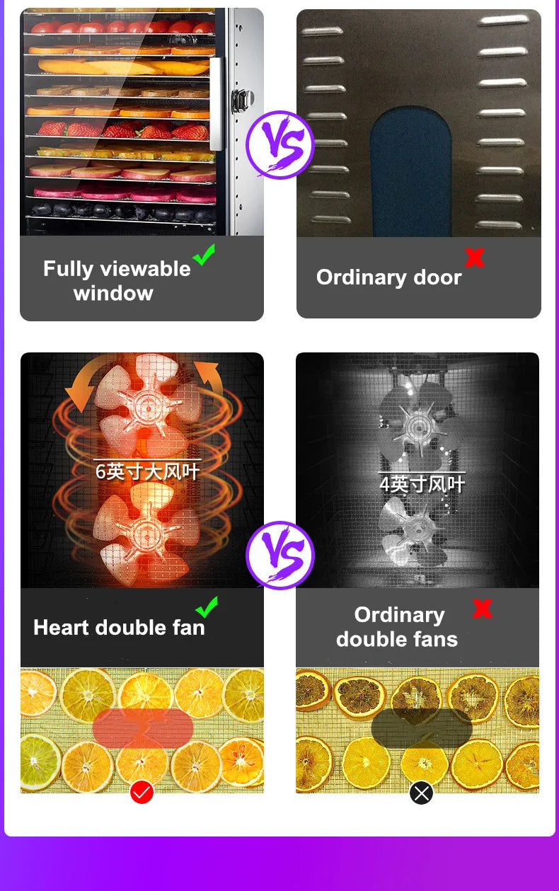 220V Dry Fruit Machine Food Dehydration Dryer Fruit Dryer Commercial Stainless Steel Food Dryer Dried Vegetables Pet Snacks