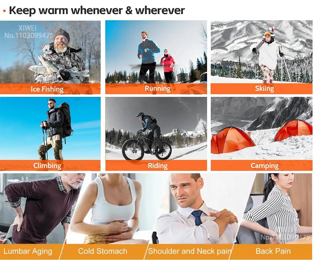 USB Self Heated Jacket Warm Coats Winter Thermal Skiing Camping Hiking Jacket