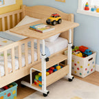 Adjustable Laptop Desk with Wheels Movable Bedside Table Liftable Computer Desk Bedroom Office Portable Study Table