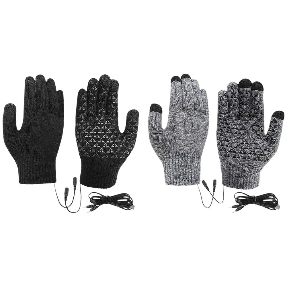Electric USB Heated Gloves Winter Gloves Thermal Touch Screen Thermal Windproof Warm Knitted Glove Motorcycle Bicycle Gloves