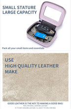 Portable Mini Leather Wallet With Mirror New Chinese Style Cow Leather Storage Bag For Coins And Earphones