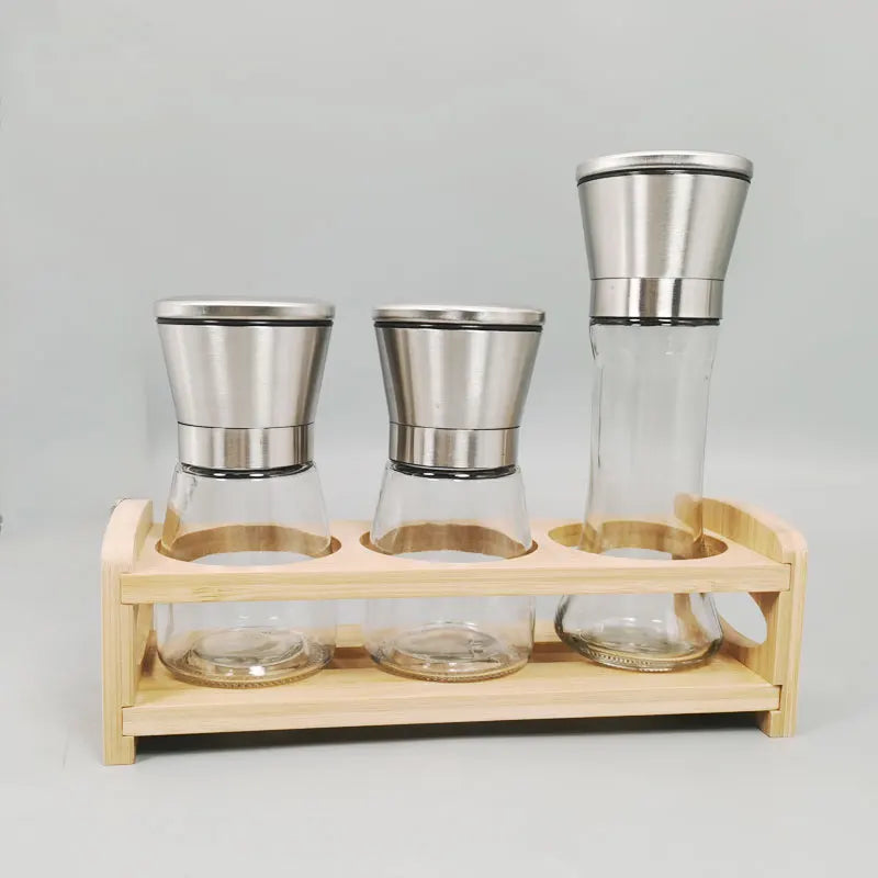 Stainless Steel Mill Glass Body Spice Salt and Pepper Grinder - Motionshop