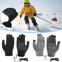 Electric USB Heated Gloves Winter Gloves Thermal Touch Screen Thermal Windproof Warm Knitted Glove Motorcycle Bicycle Gloves
