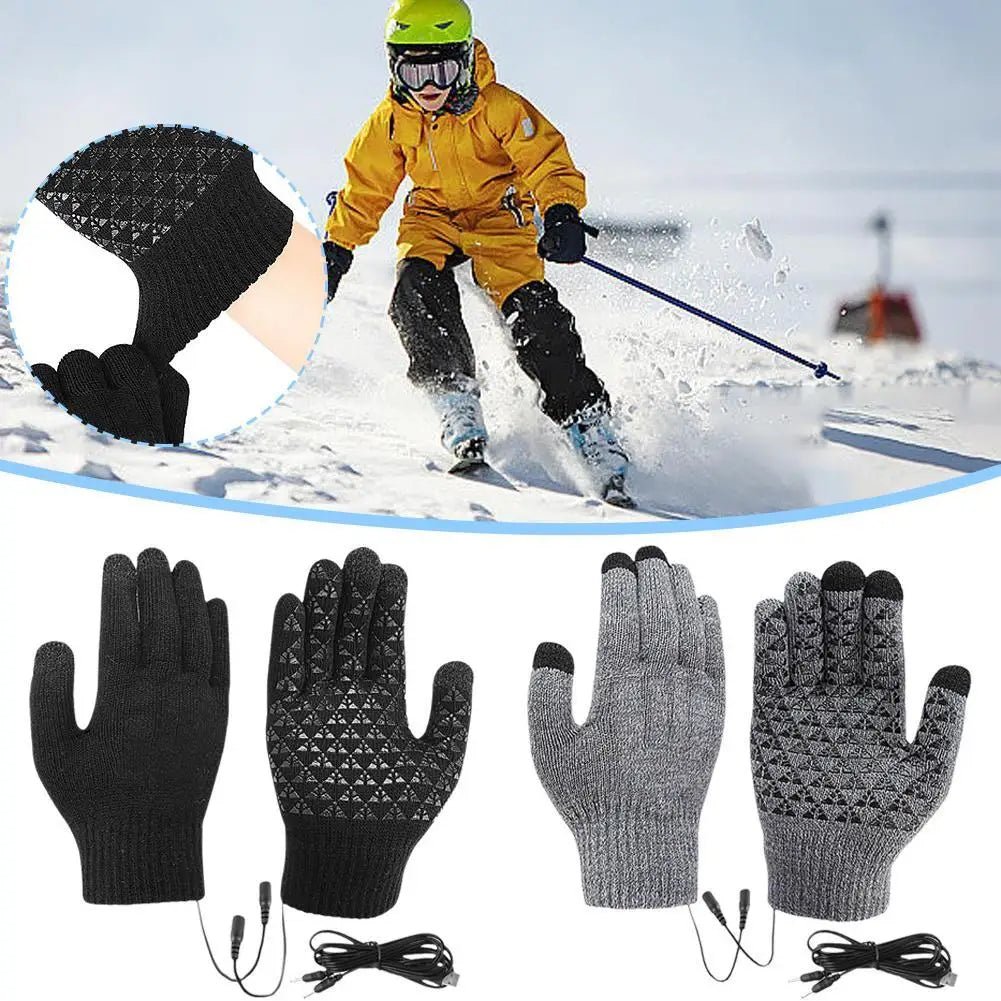Electric USB Heated Gloves Winter Gloves Thermal Touch Screen Thermal Windproof Warm Knitted Glove Motorcycle Bicycle Gloves