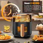1800W 6L Multi-Functional Air Fryer with Viewing Window, 8 Cooking Functions &Digital Display & Timer Function