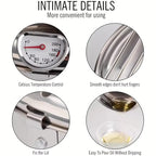 Stainless Steel Fryer, 1-Piece Stainless Steel Tempura Deep Fryer Japanese-Style Home Kitchen Fryer with Thermometer Thickened