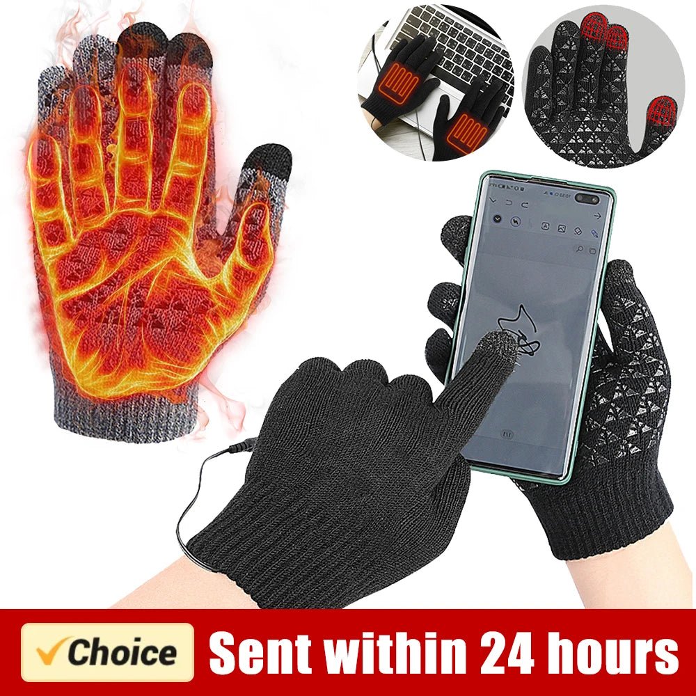 Electric Heated Gloves Winter Warm Gloves USB Touch Screen Gloves