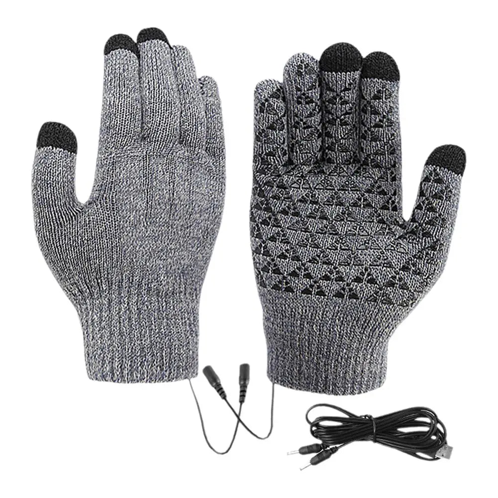 Electric USB Heated Gloves Winter Gloves Thermal Touch Screen Thermal Windproof Warm Knitted Glove Motorcycle Bicycle Gloves