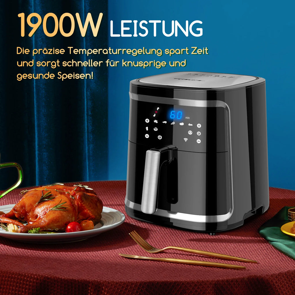 Smart Air Fryer 1900W 7L Manual Mode LED Screen Manual Heat Retention Wifi Connection