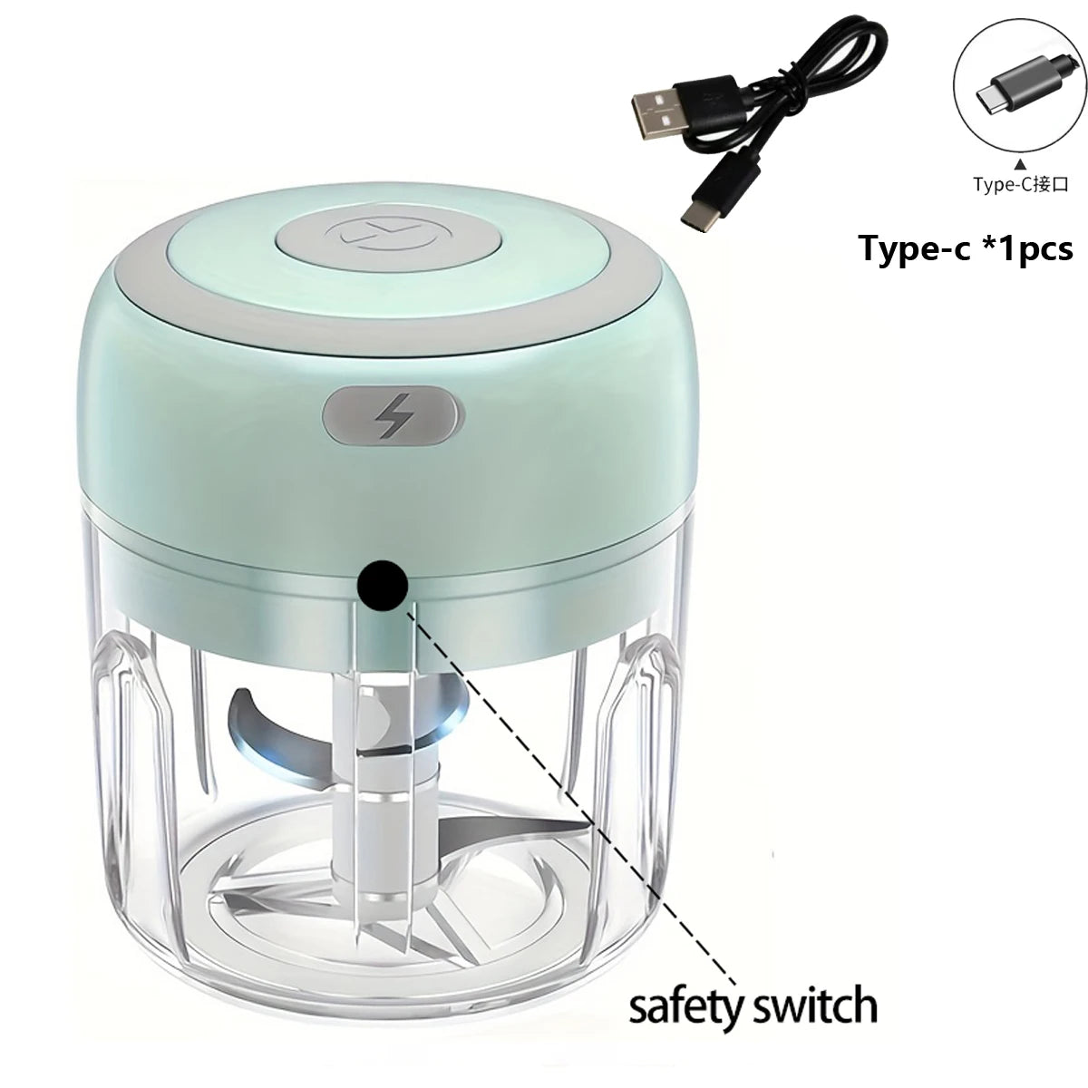 Electric Mini press Garlic Chopper - Rechargeable USB Masher with Powerful Lithium Battery, Easy Meat Grinder