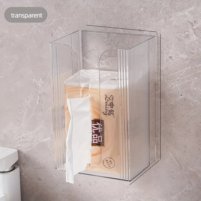 1pc Transparent Wall-Mounted Tissue Holder Multi-Functional Home Organizer