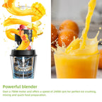 BioloMix 700W Compact Kitchen Blender 3-in-1 Juicer Food Processor and Dry Grinder Perfect for Making Fresh Juices Dips