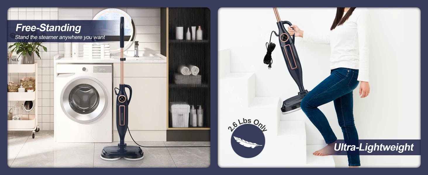 Steam Vacuum Mop, 1200W 8 in 1 Rotary Pads, 15 Seconds Fast Heating, Steam Mop for Kitchen,Carpet, Hardwood Floor