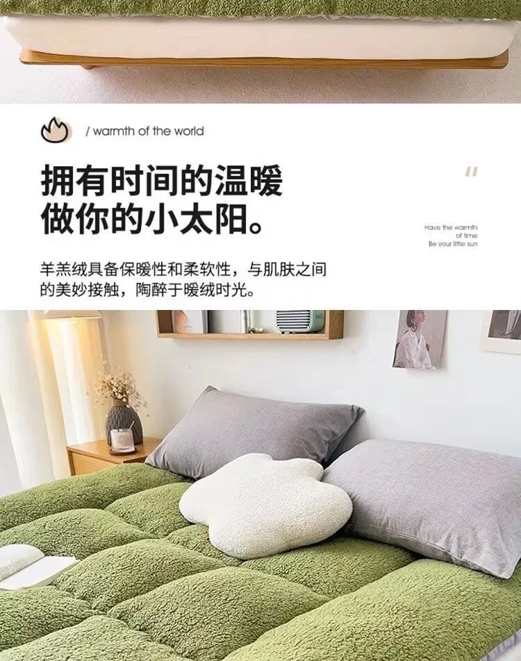 Mattress Topper Warm Lamb Fleece Mattress Upholstered Bed Winter Student Dormitory Sleeping Pad Single Double Floor Mat