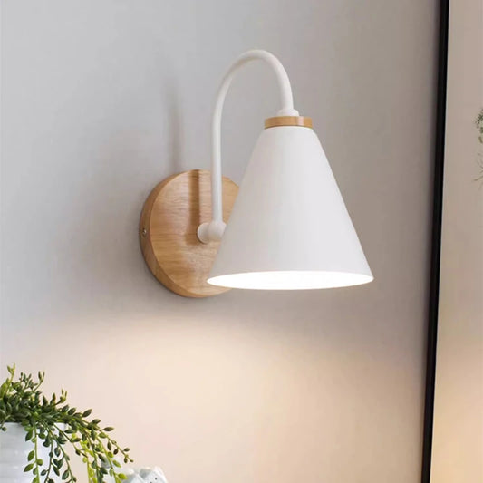 Solid Wood Wall Lamp – Modern Macaron Bedside Light - Motionshop