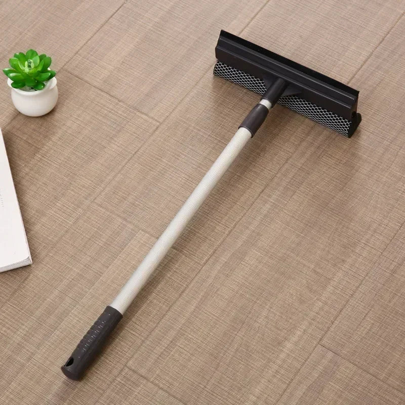 1pc Squeegee Window Cleaner 2 in 1 Retractable Pole Cleaning Window Brush Glass Squeegee Cleaning Tool for Car Shower Glass Door