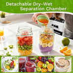 Salad Jar with Side Opening Leakproof Fruit Salad Container Mason Jar Salad Container for Lunch Work Travel & Outdoor