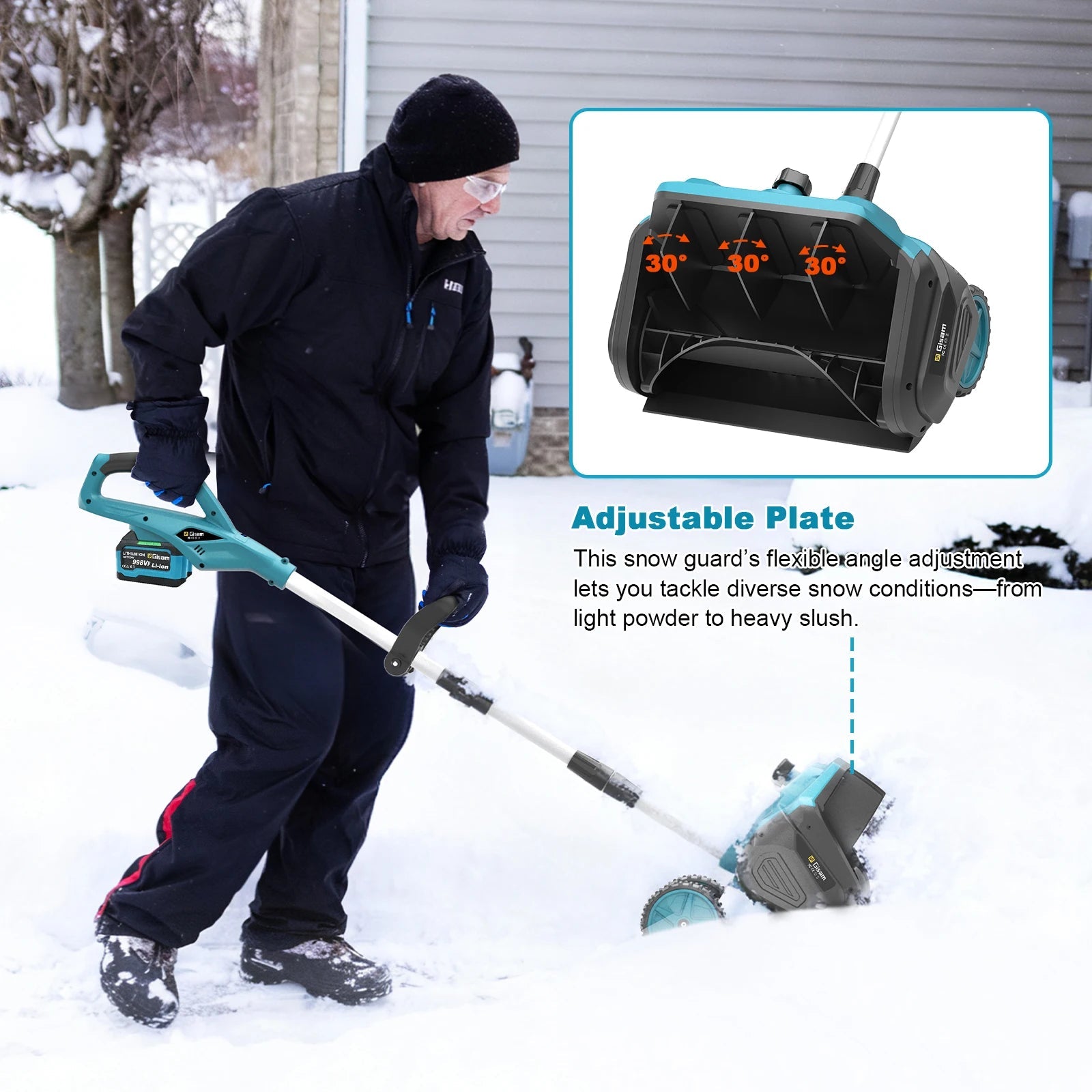 13inch Brushless Electric Snow Plow Sweeper - Cordless 18V Battery Pin - Motionshop