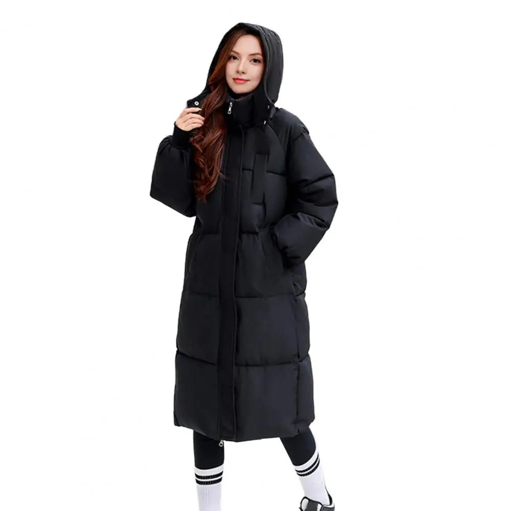 Puffer Jacket Polyester Hooded Jacket Women's Long Puffer Jacket