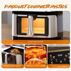 12L Air Fryer 2800W Stainless Steel Visible Large Capacity With Touch Screen