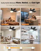 40W Ceiling Fan Light E27 with Remote LED Dimming Function Suitable for Living Room Study and Home use 85-265V