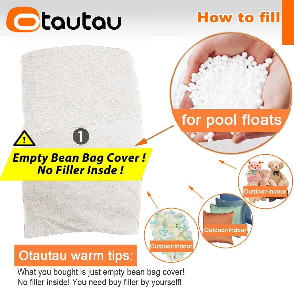 OTAUTAU Bean Bag Cover 2-seat Cotton Corner Nest Pouf Chaise Lounge Beanbag Cover SF613【No Filler!Please Buy Filler Yourself!】
