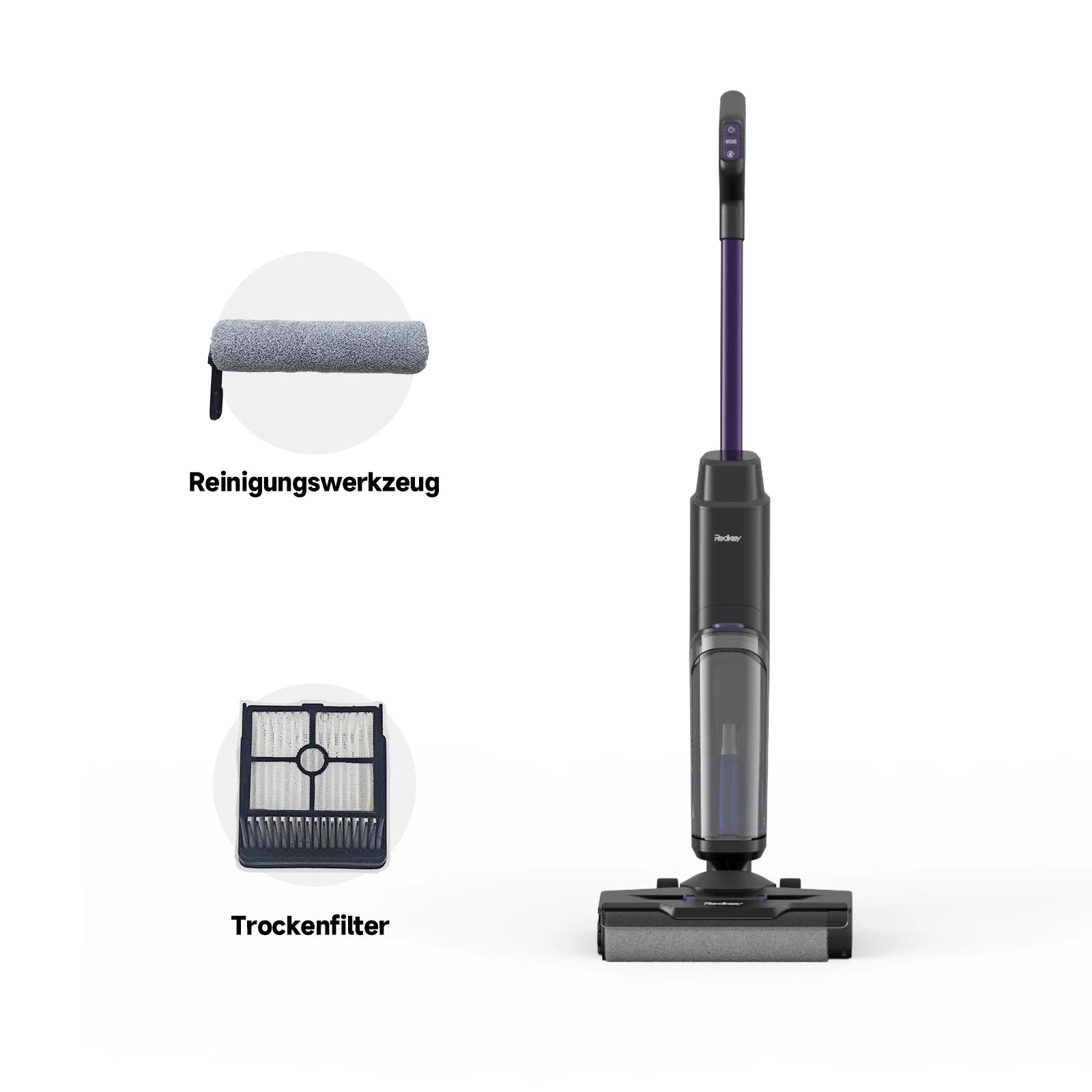 Redkey W15 Cordless Vacuum Cleaner, Wet & Dry, 35-Min Runtime, Self-Cleaning, Dual Water Tank,Self-Cleaning,Smart Dirt Detection