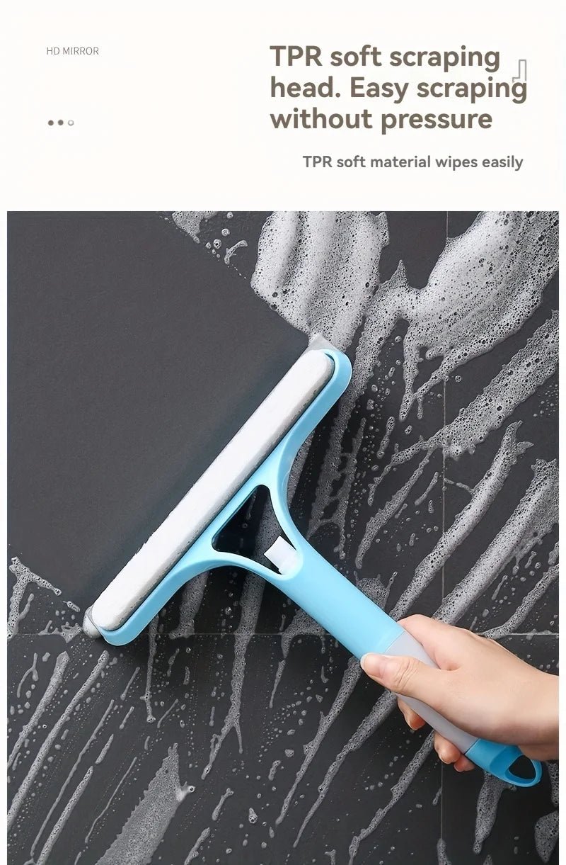 3-in-1 Glass Cleaning Tool for Home Bathroom Mirror and Windows, Water Wiper Squeegee for Shower and Glass Surfaces