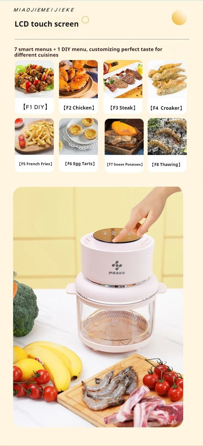 Large capacity electric oven with air fryer, beige French fry maker, gift visible fryer