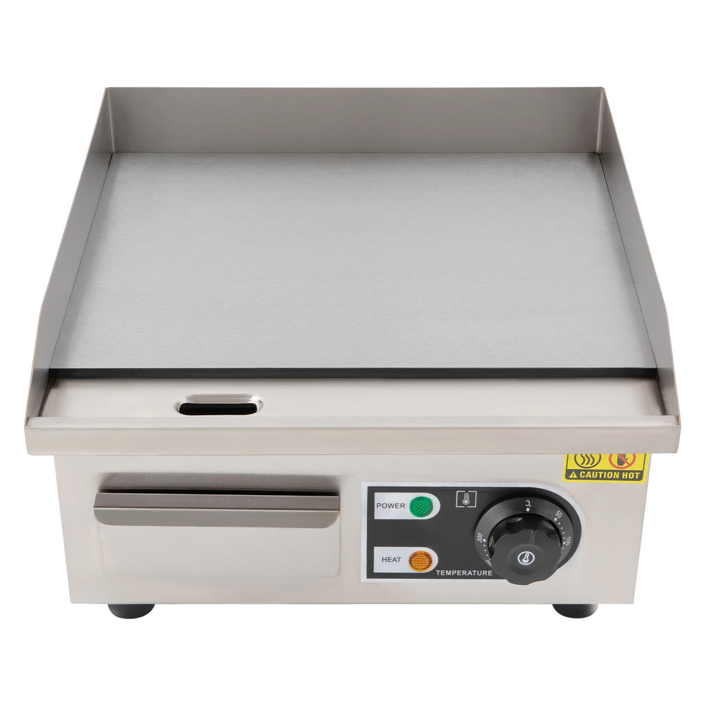 2000W Modern Stainless Steel Electric Griddle, 5.5*38*21cm Silver Electric Griddle for Processing Pancakes, Bacon, Baked Cheese