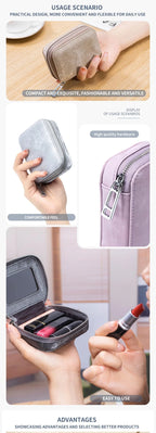 Portable Mini Leather Wallet With Mirror New Chinese Style Cow Leather Storage Bag For Coins And Earphones
