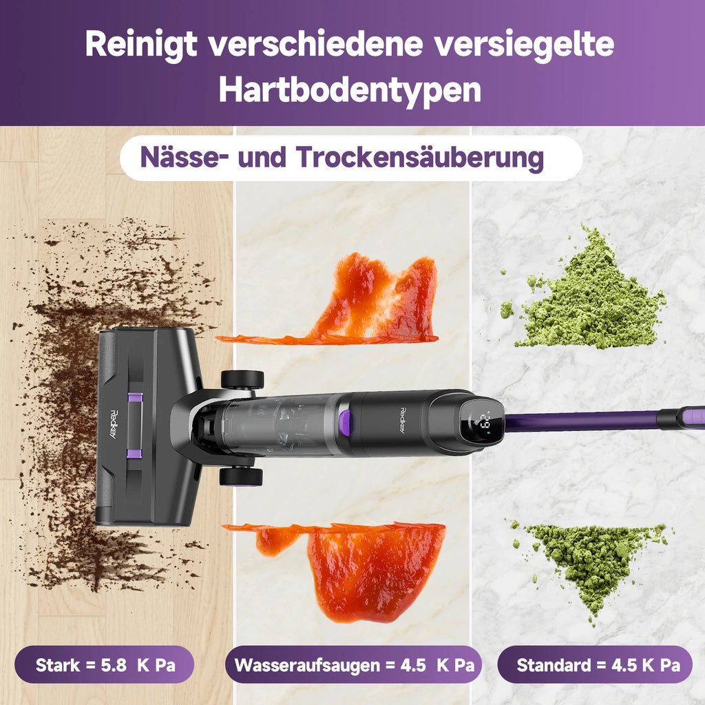 Redkey W15 Cordless Vacuum Cleaner, Wet & Dry, 35-Min Runtime, Self-Cleaning, Dual Water Tank,Self-Cleaning,Smart Dirt Detection